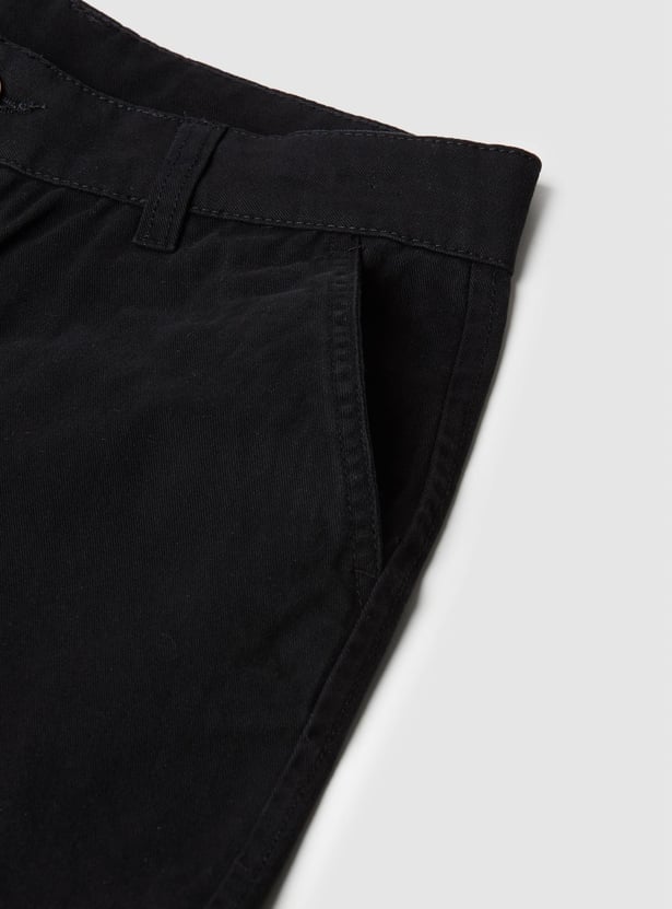 Girls Solid High Waist Cargos