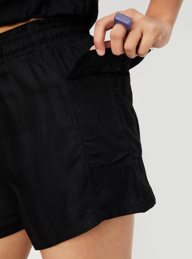 Girls Solid Casual Shorts
