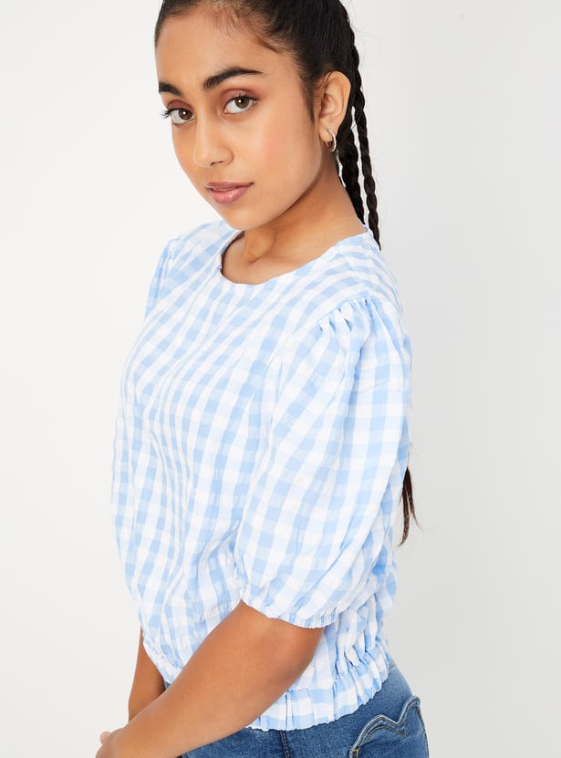 Girls Gingham Checked Top