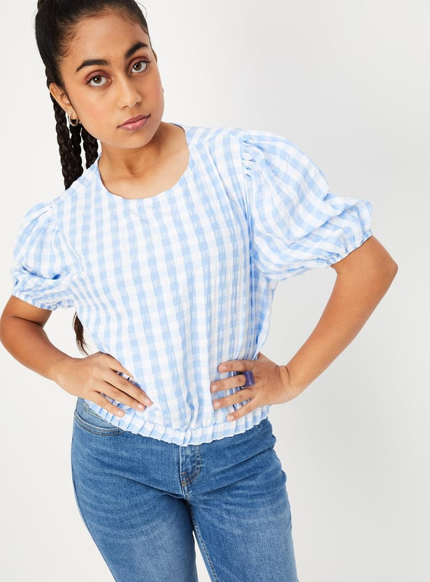 Girls Gingham Checked Top