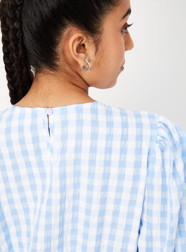 Girls Gingham Checked Top