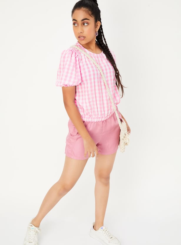 Girls Gingham Checked Top