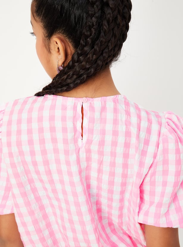 Girls Gingham Checked Top