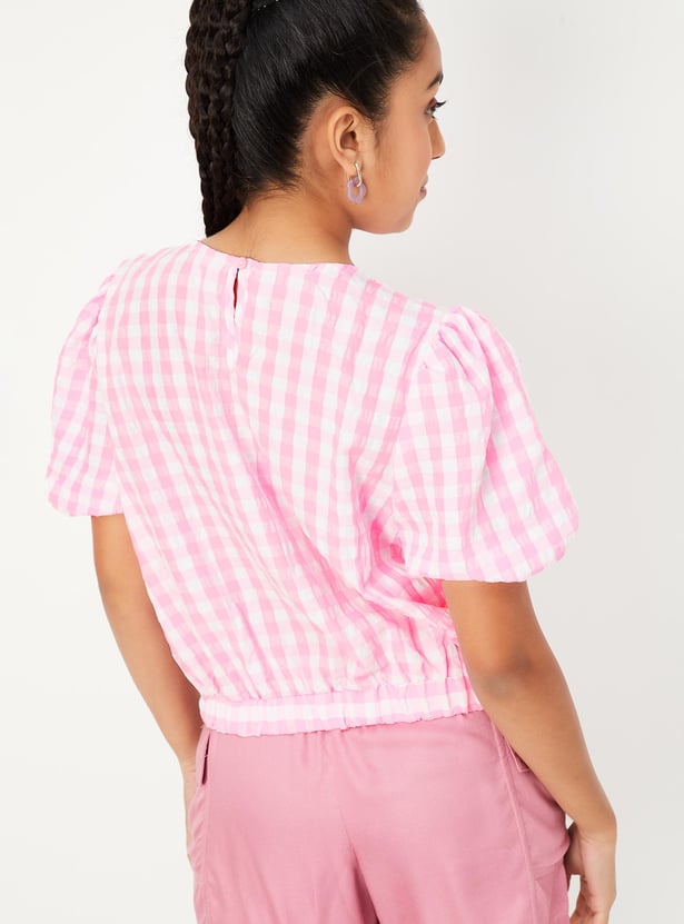 Girls Gingham Checked Top