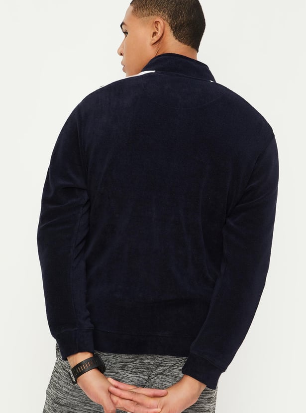 Men Solid High Neck Sweatshirt