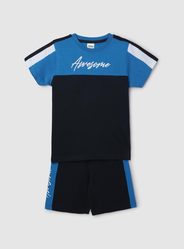 Boys Colourblock Sleepwear Shorts Set