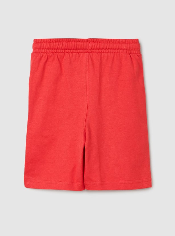 Boys Solid Drawstring Waist Shorts