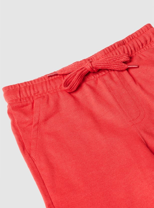 Boys Solid Drawstring Waist Shorts