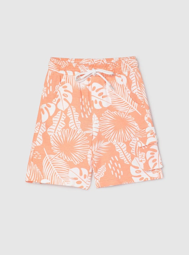 Boys Printed Drawstring Waist Shorts