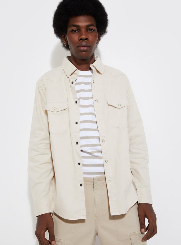 URB_N Men Regular Fit Flap Pocket Shirt