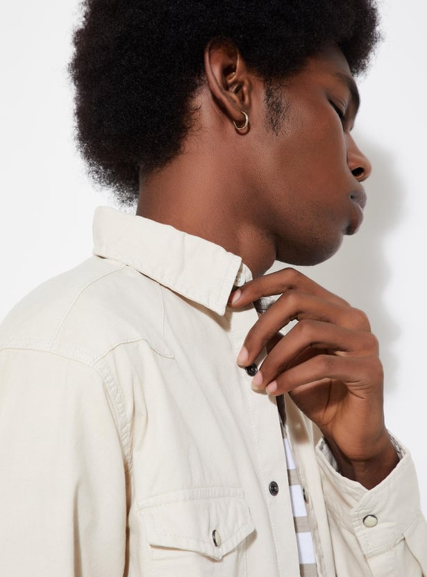 URB_N Men Regular Fit Flap Pocket Shirt