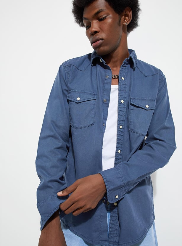 URB_N Men Regular Fit Flap Pocket Shirt