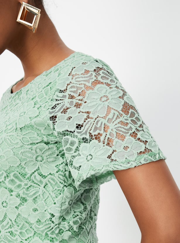 Women Schiffli A-Line Mini Dress