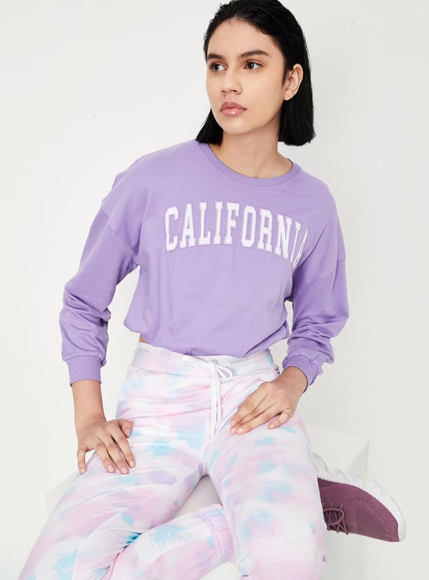 Women Printed Cropped Sweatshirt