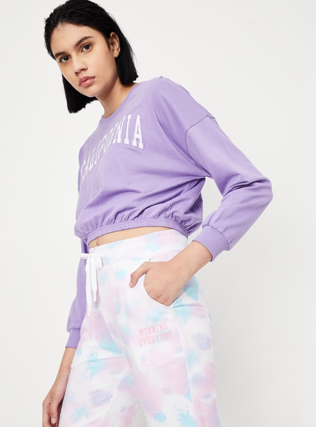 Women Printed Cropped Sweatshirt