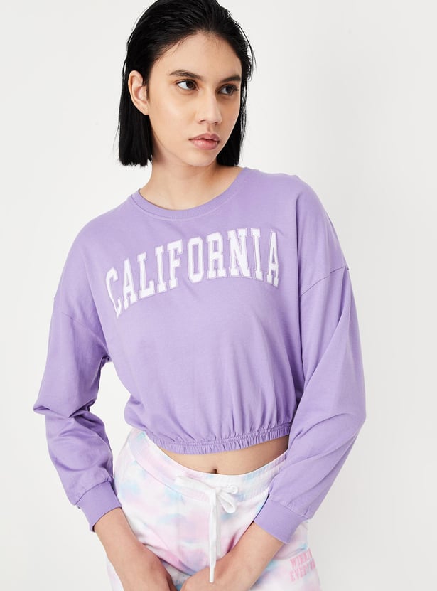 Women Printed Cropped Sweatshirt