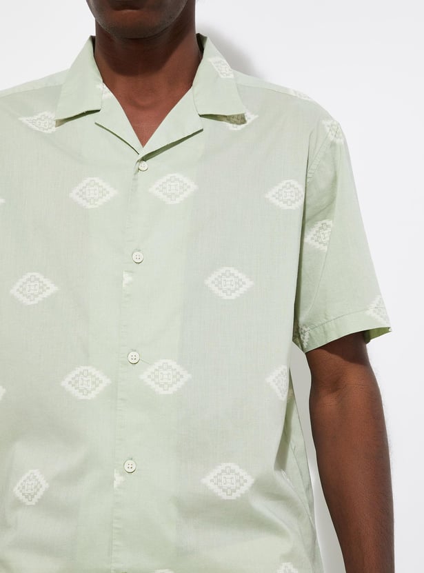 URB_N Men Printed Resort Collar Shirt