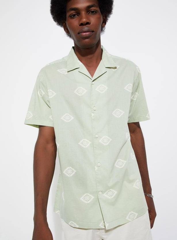 URB_N Men Printed Resort Collar Shirt