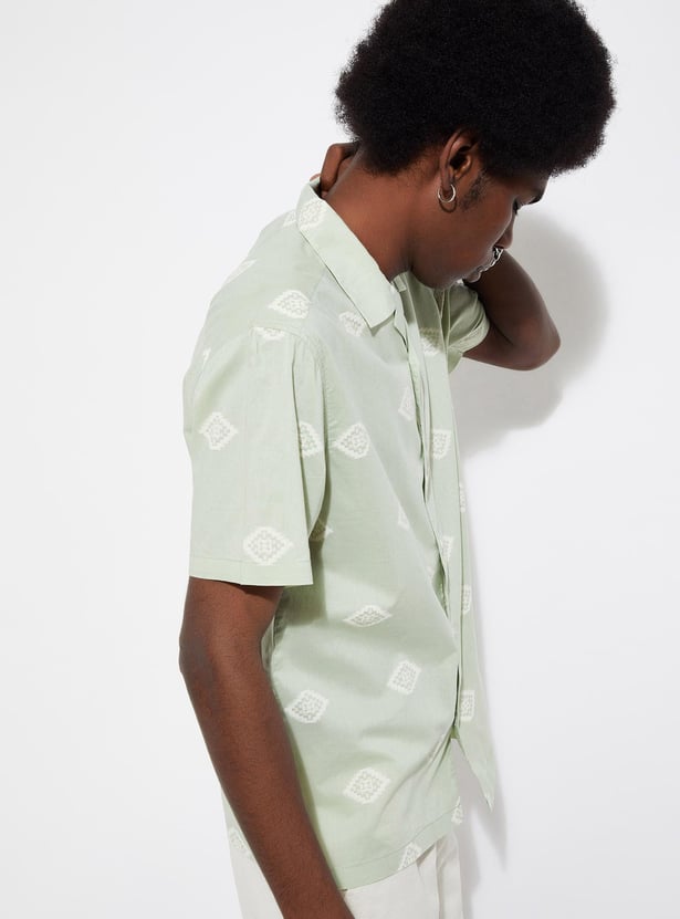 URB_N Men Printed Resort Collar Shirt