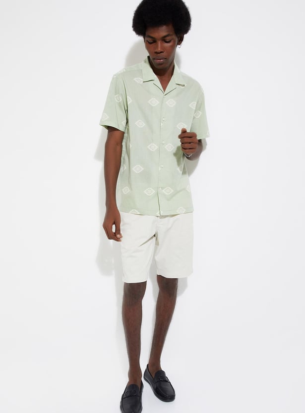URB_N Men Printed Resort Collar Shirt