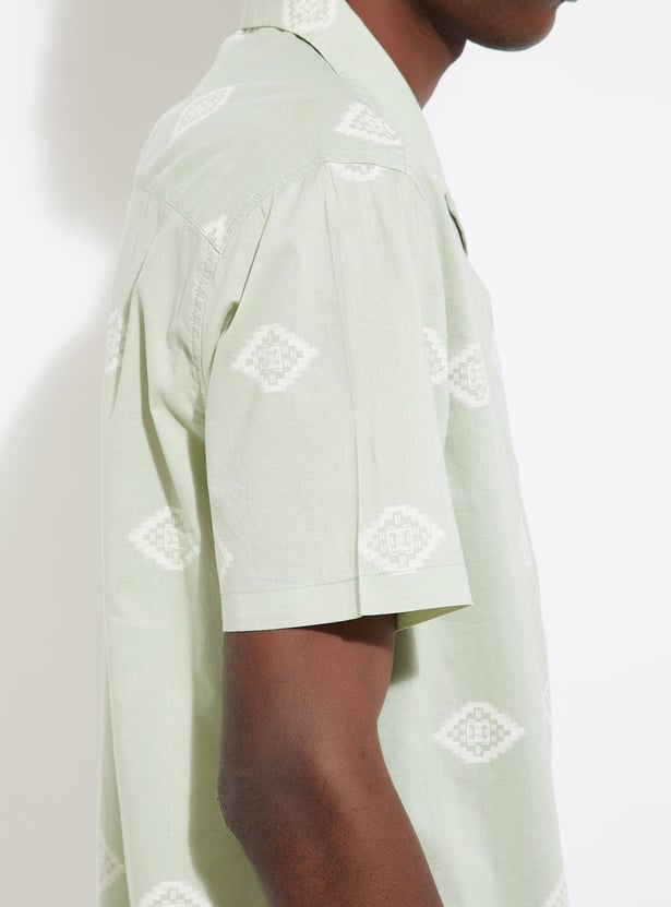 URB_N Men Printed Resort Collar Shirt