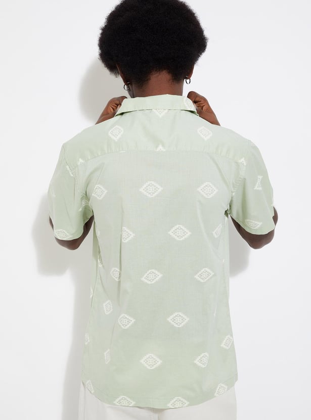 URB_N Men Printed Resort Collar Shirt