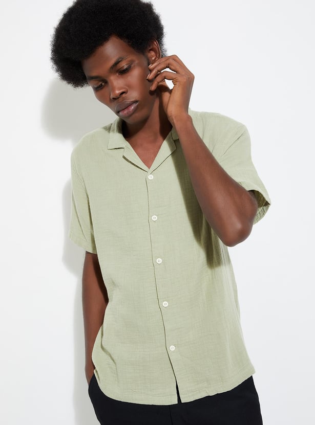 URB_N Men Regular Fit Solid Resort Shirt