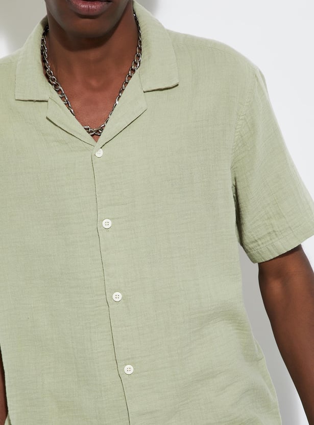 URB_N Men Regular Fit Solid Resort Shirt