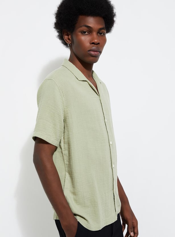 URB_N Men Regular Fit Solid Resort Shirt