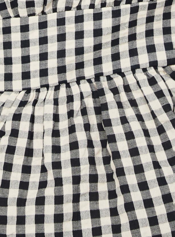 Women Checked Button-Down Midi Dress