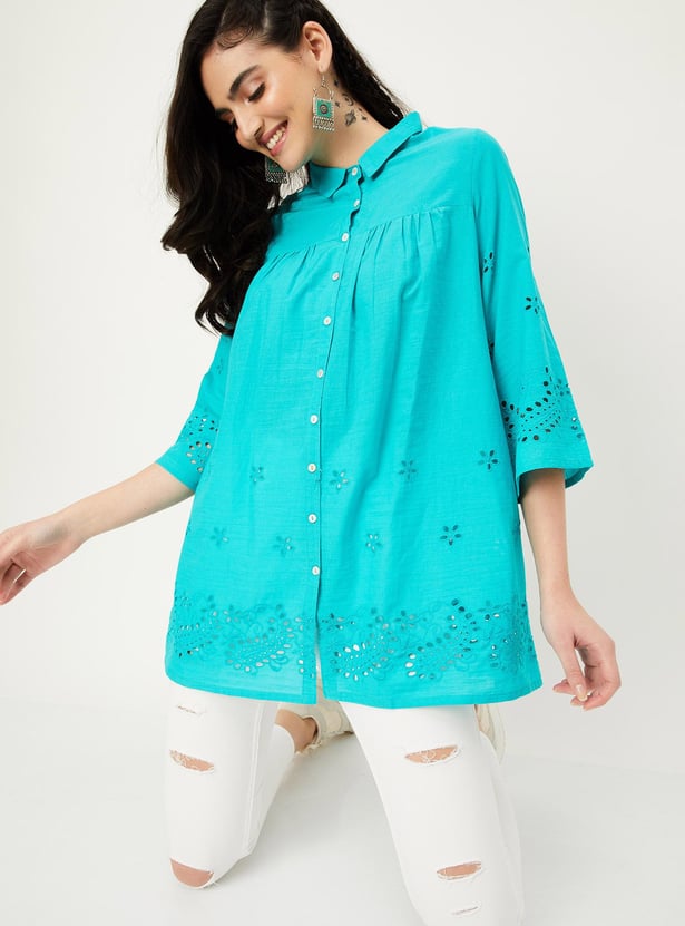 Marine schiffli embroidered Jabla Tunic Set