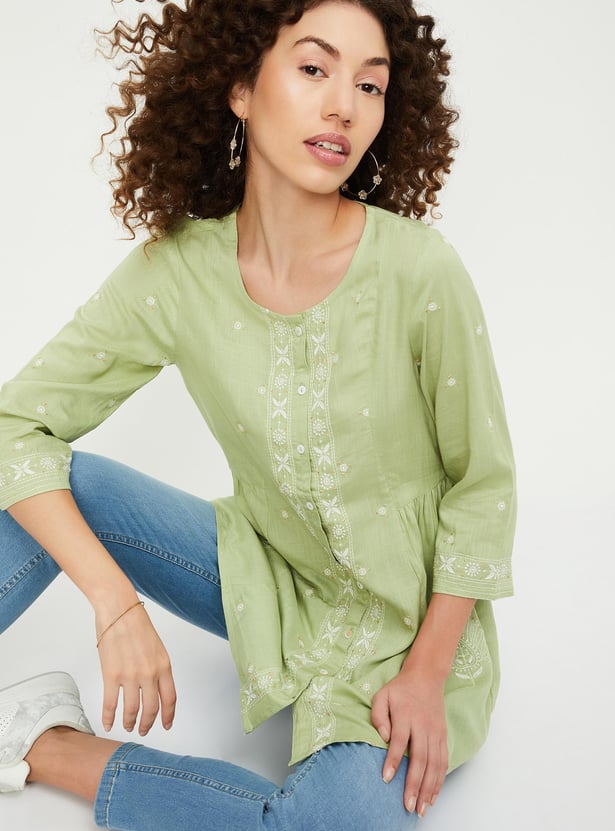 Women Embroidered A-line Tunic