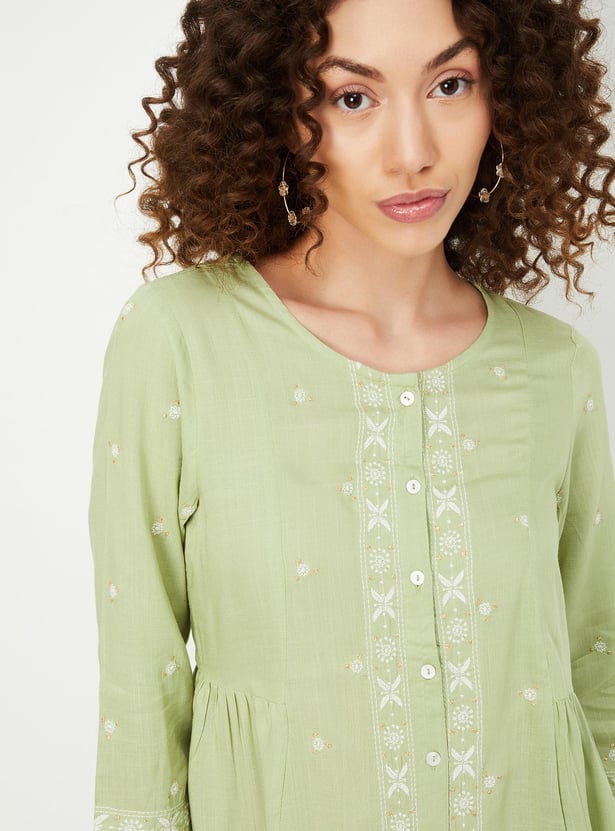 Women Embroidered A-line Tunic