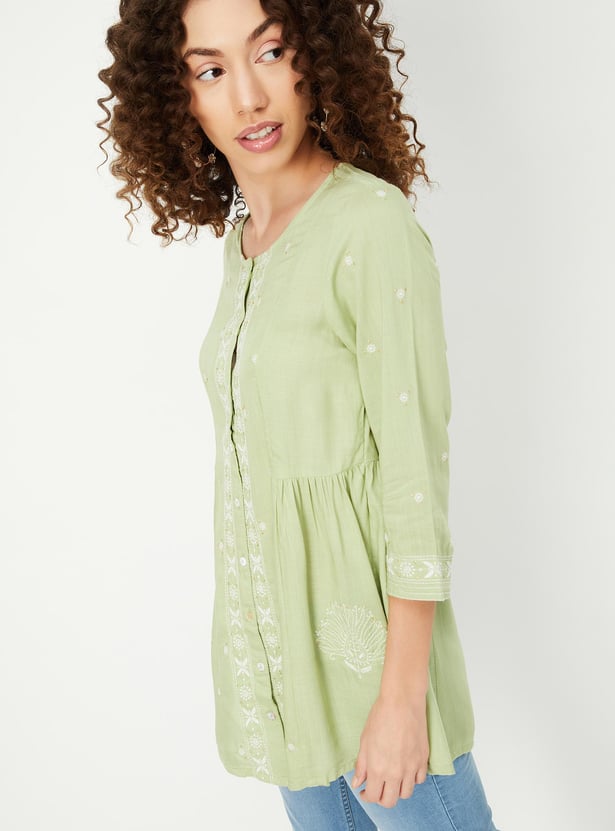 Women Embroidered A-line Tunic