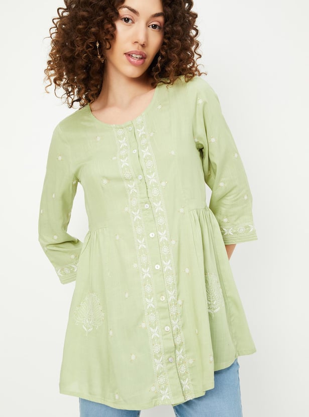 Women Embroidered A-line Tunic