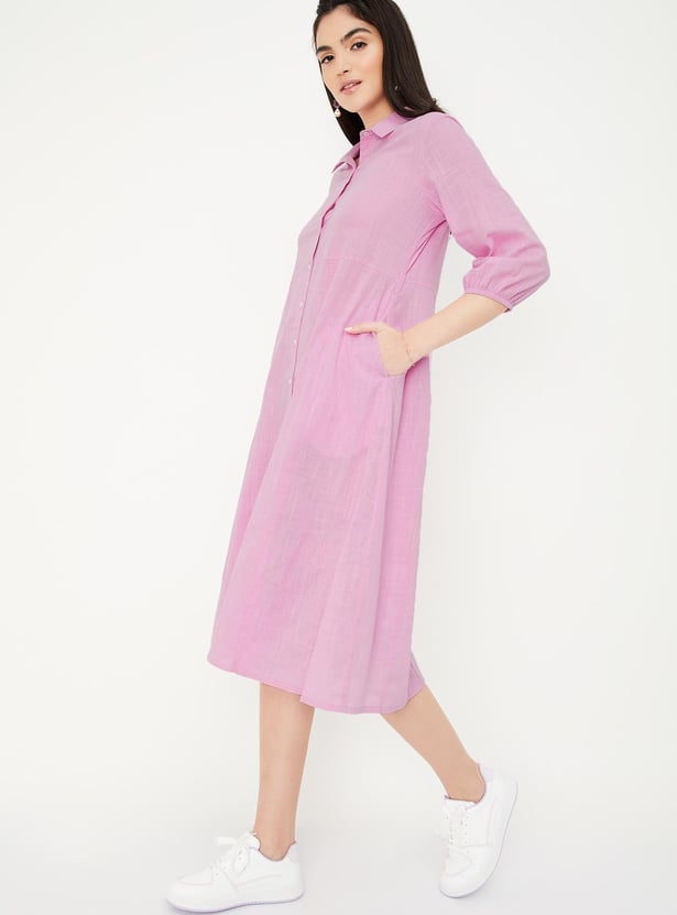 Women Solid Shirt Dress