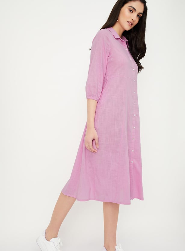 Women Solid Shirt Dress