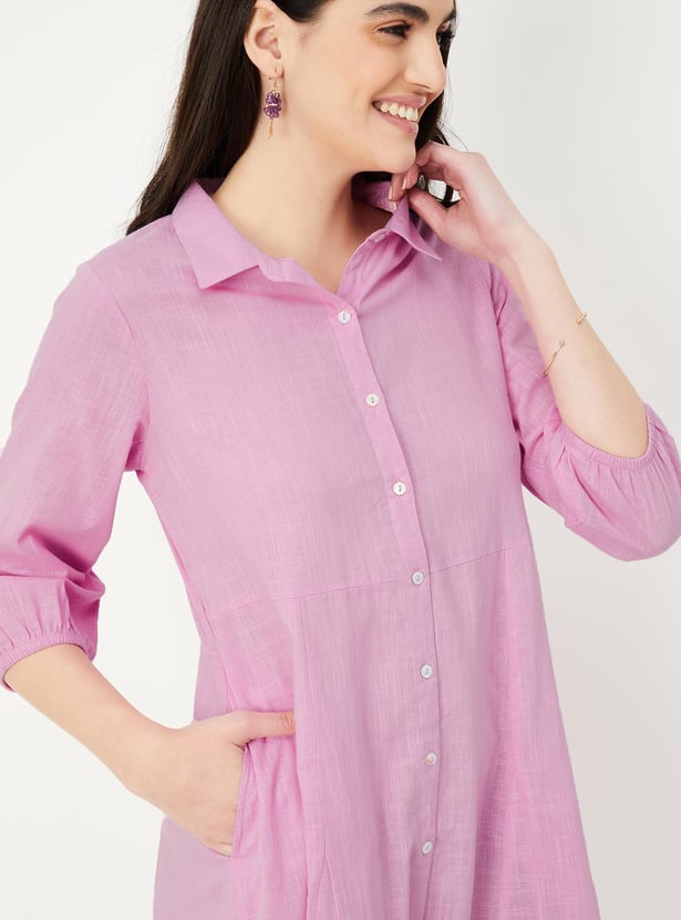 Women Solid Shirt Dress