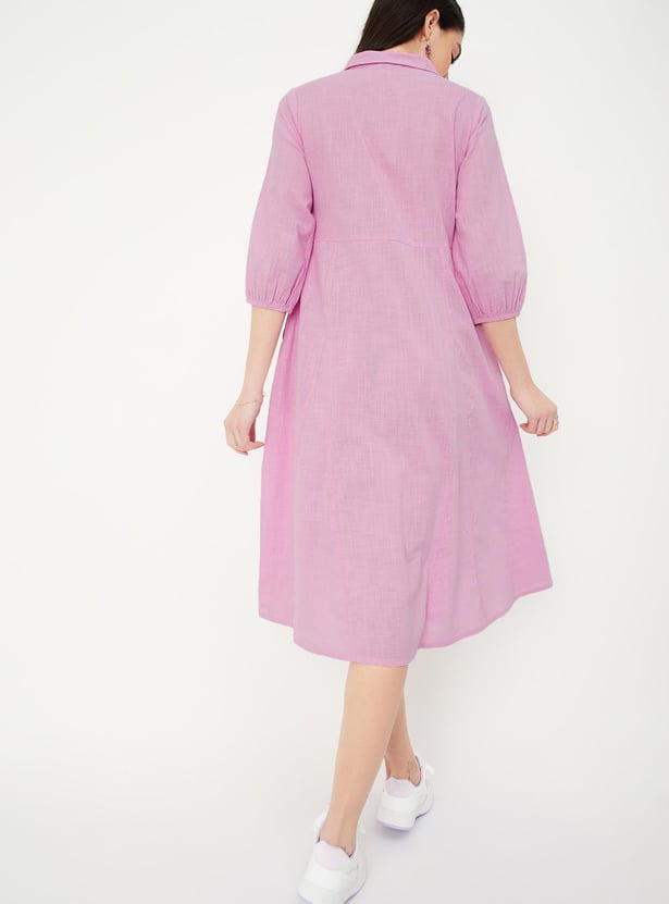 Women Solid Shirt Dress