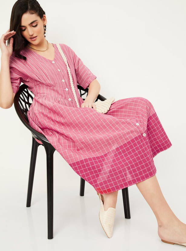 Women Checked A-line Dress