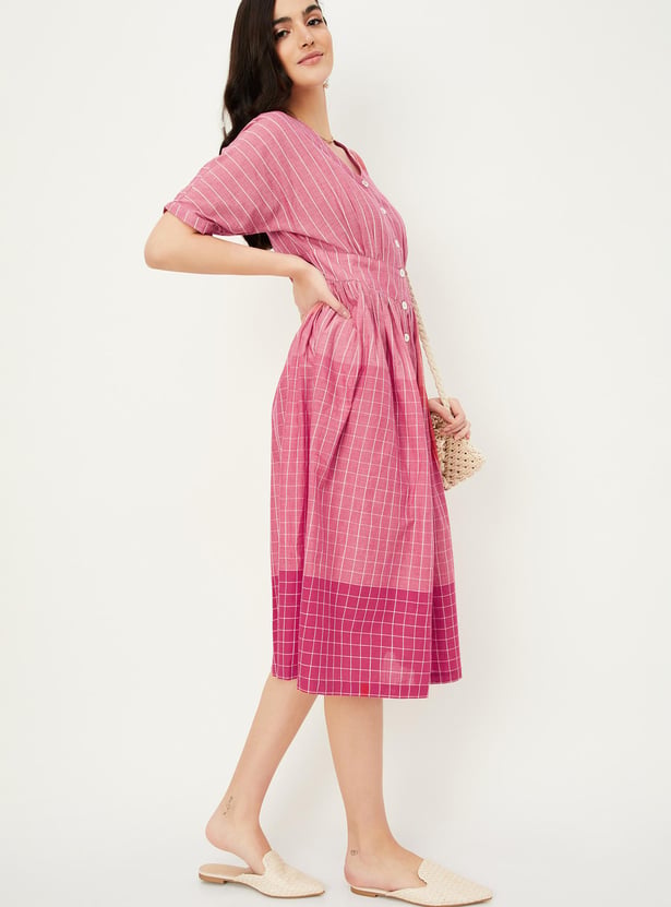 Women Checked A-line Dress