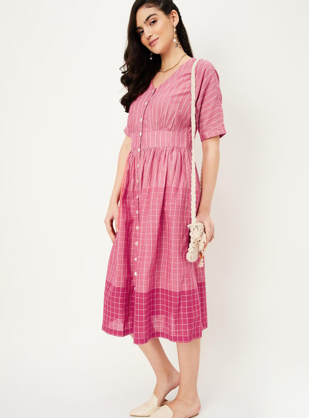 Women Checked A-line Dress