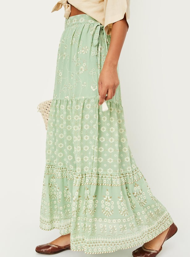 Women Printed Tiered Skirt