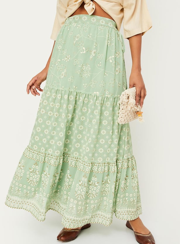 Women Printed Tiered Skirt