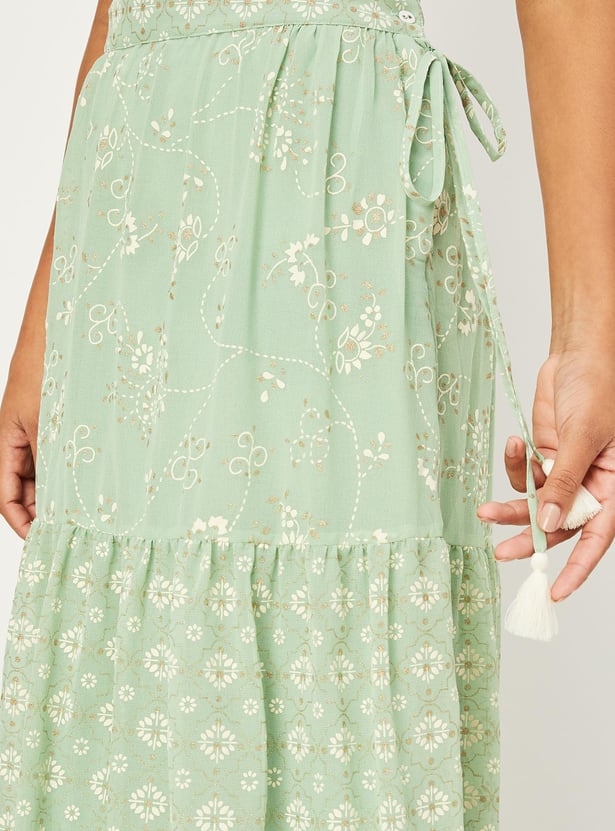 Women Printed Tiered Skirt