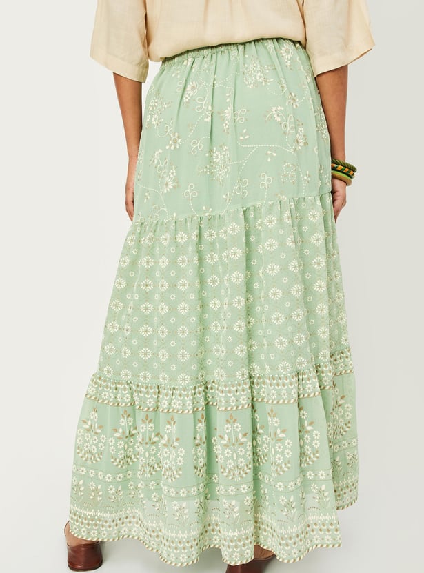 Women Printed Tiered Skirt