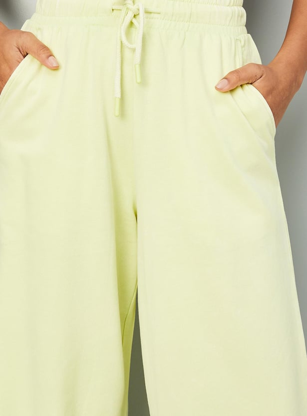 Women Solid Wide Leg Track Pants