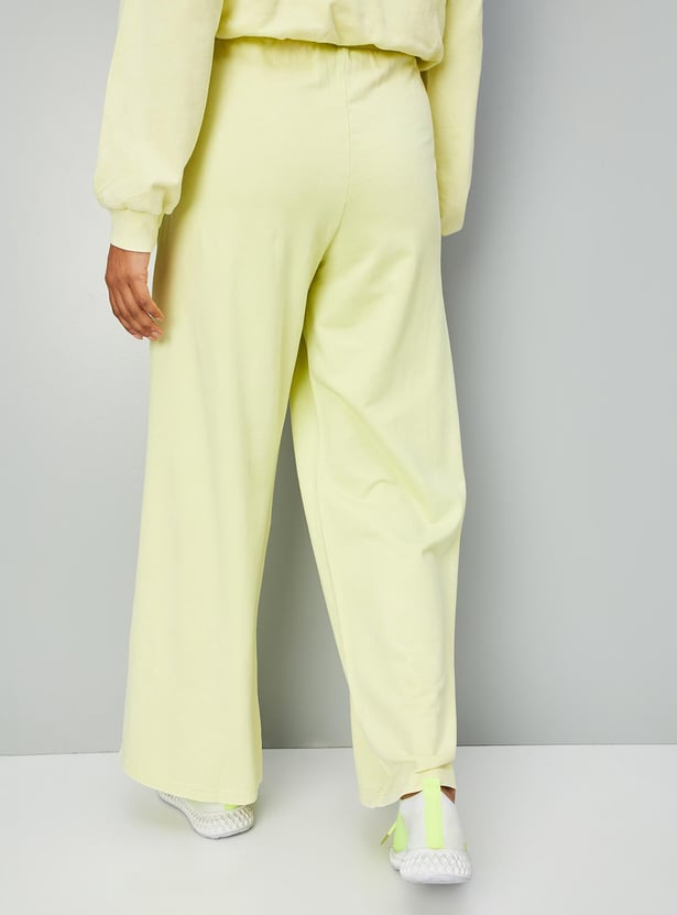 Women Solid Wide Leg Track Pants