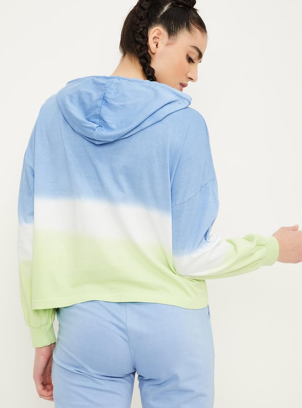 Women Ombre Hooded Sport T-shirt