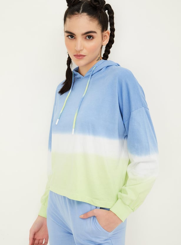 Women Ombre Hooded Sport T-shirt